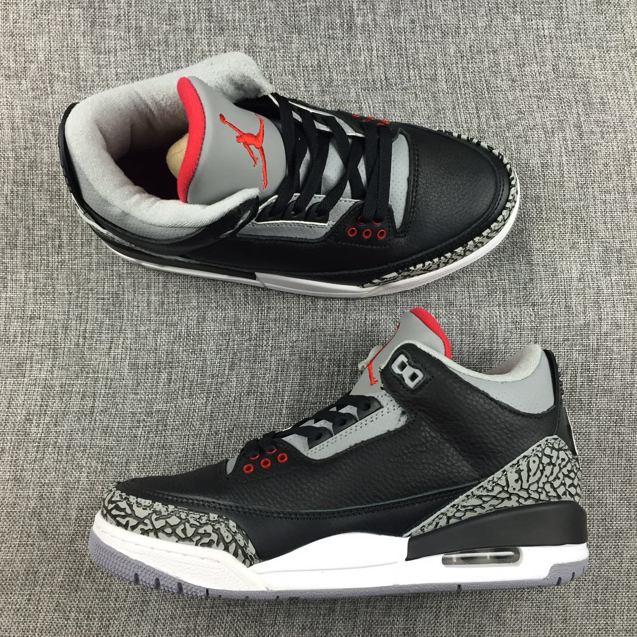 Air Jordan 3 Black Cement Re-engraved NIKE LOGO original 580775-0108