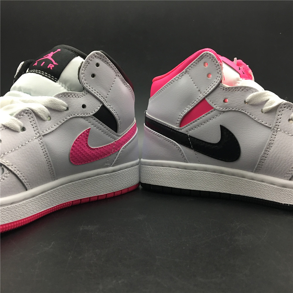 Air Jordan 1 Mid White Black Hyper Pink 555112-106