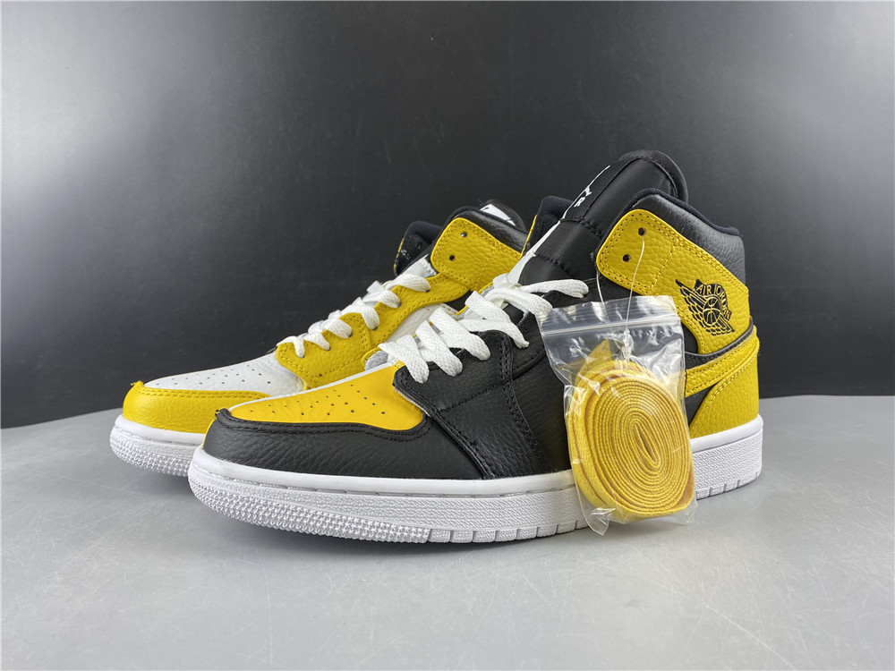 Air Jordan 1 Mid Quai 54 Black White Yellow CJ9219-700