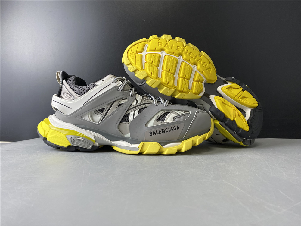 Blncig Track Trainers Grey White Yellow
