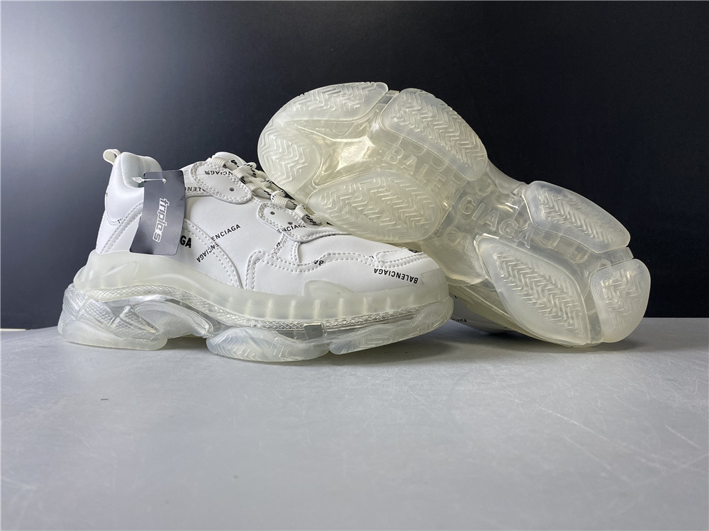 Blncig Triple S Clear Sole All White Logo