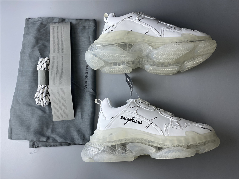 Blncig Triple S Clear Sole All White Logo