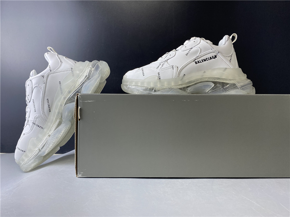 Blncig Triple S Clear Sole All White Logo
