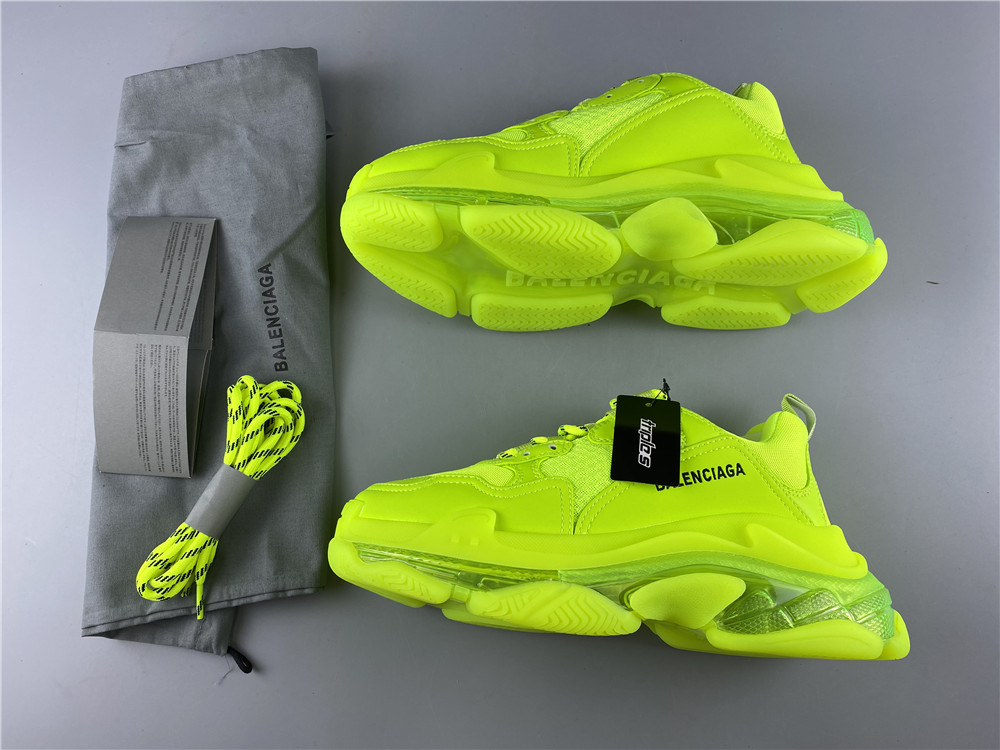 Blncig Triple S Clear Sole Fluo Yellow