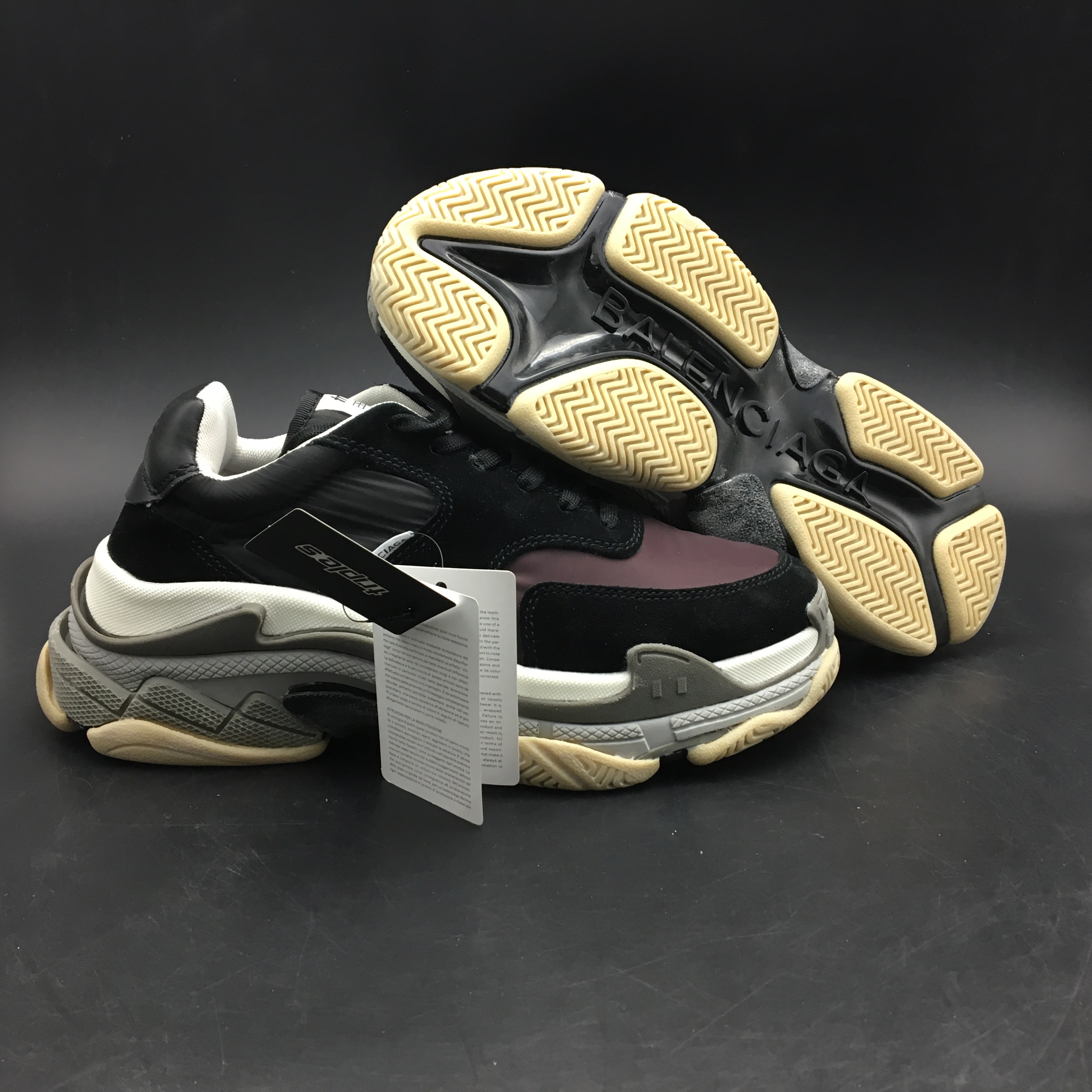 Blncig Triple S 2.0 Black And Brown Vintage 506346-W09S1-1214
