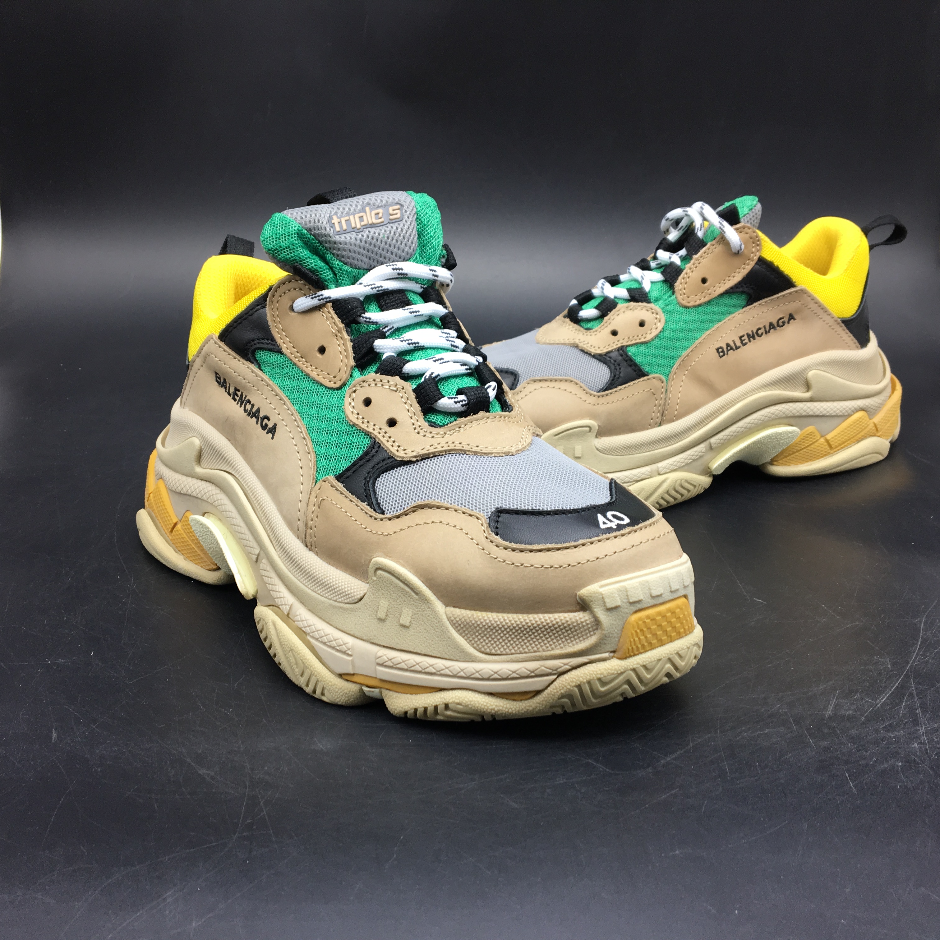 Blncig Triple S Beige Green Yellow 483513-W06E3-7070