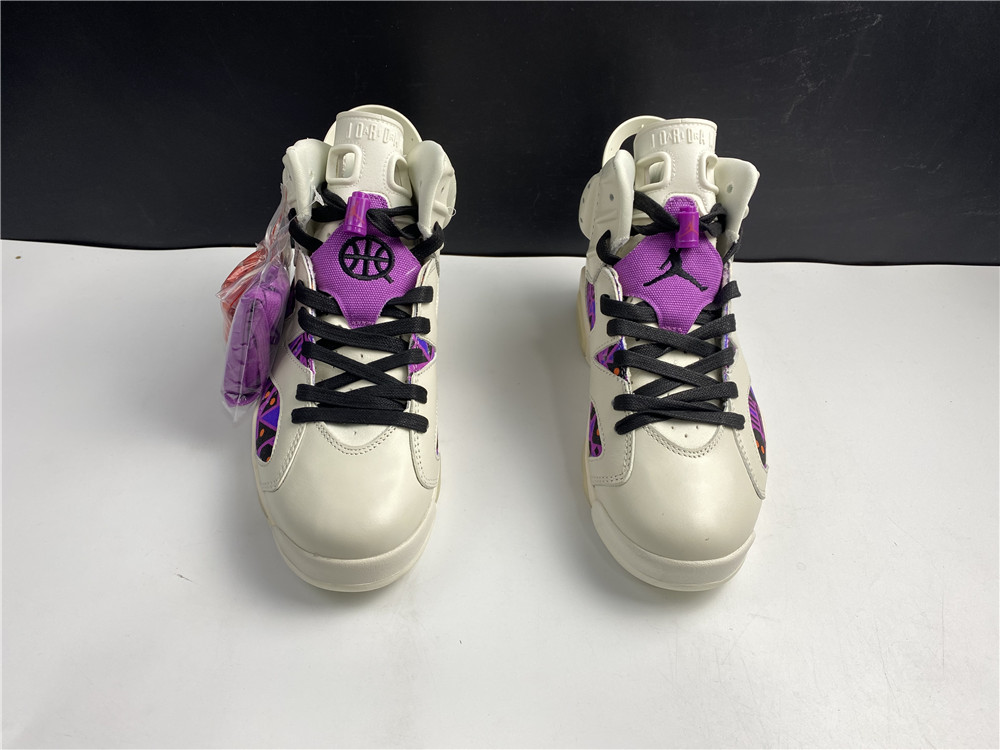 Air Jordan 6 Quai 54 Beige Purple Plaid CZ4152-101