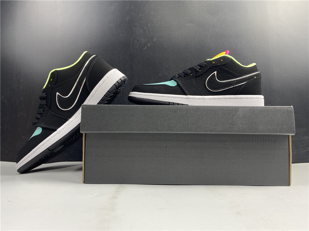 Air Jordan 1 Low Black Aurora Green Laser Orange CK3022-013