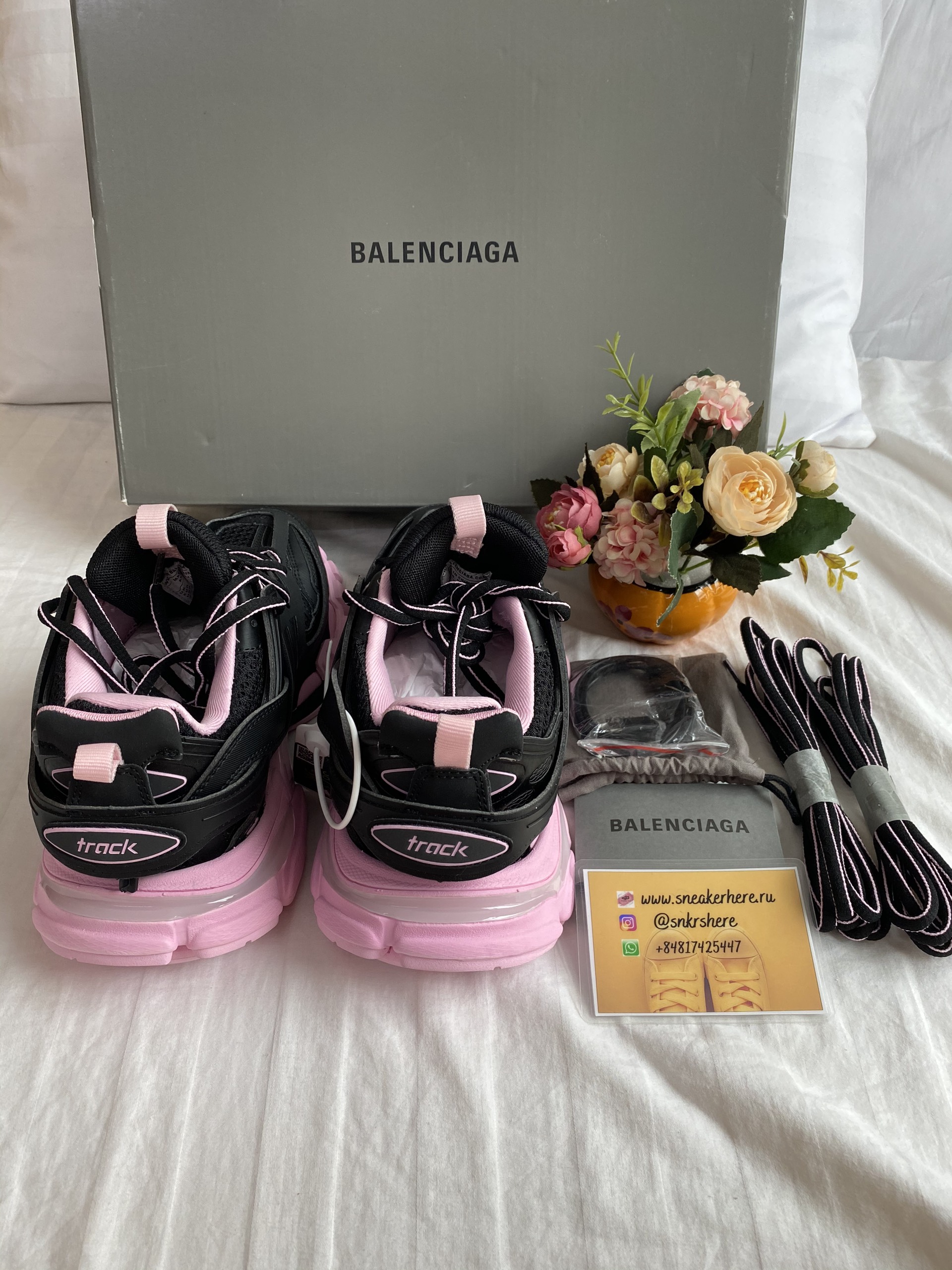 Blncig Black and Pink Track Sneakers 542023 W3AC1 1050