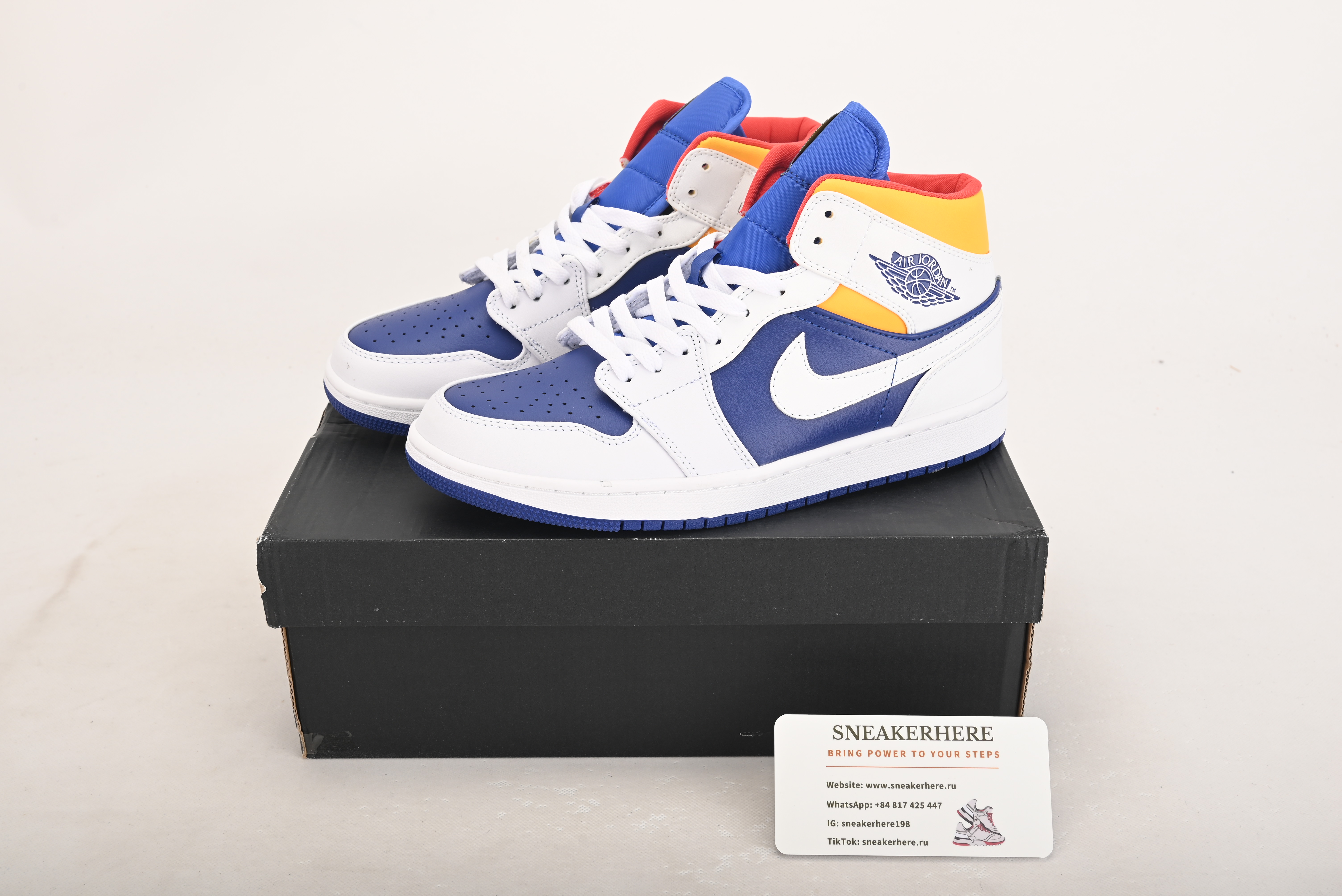 Air Jordan 1 Mid Royal Blue Laser Orange 554724-131