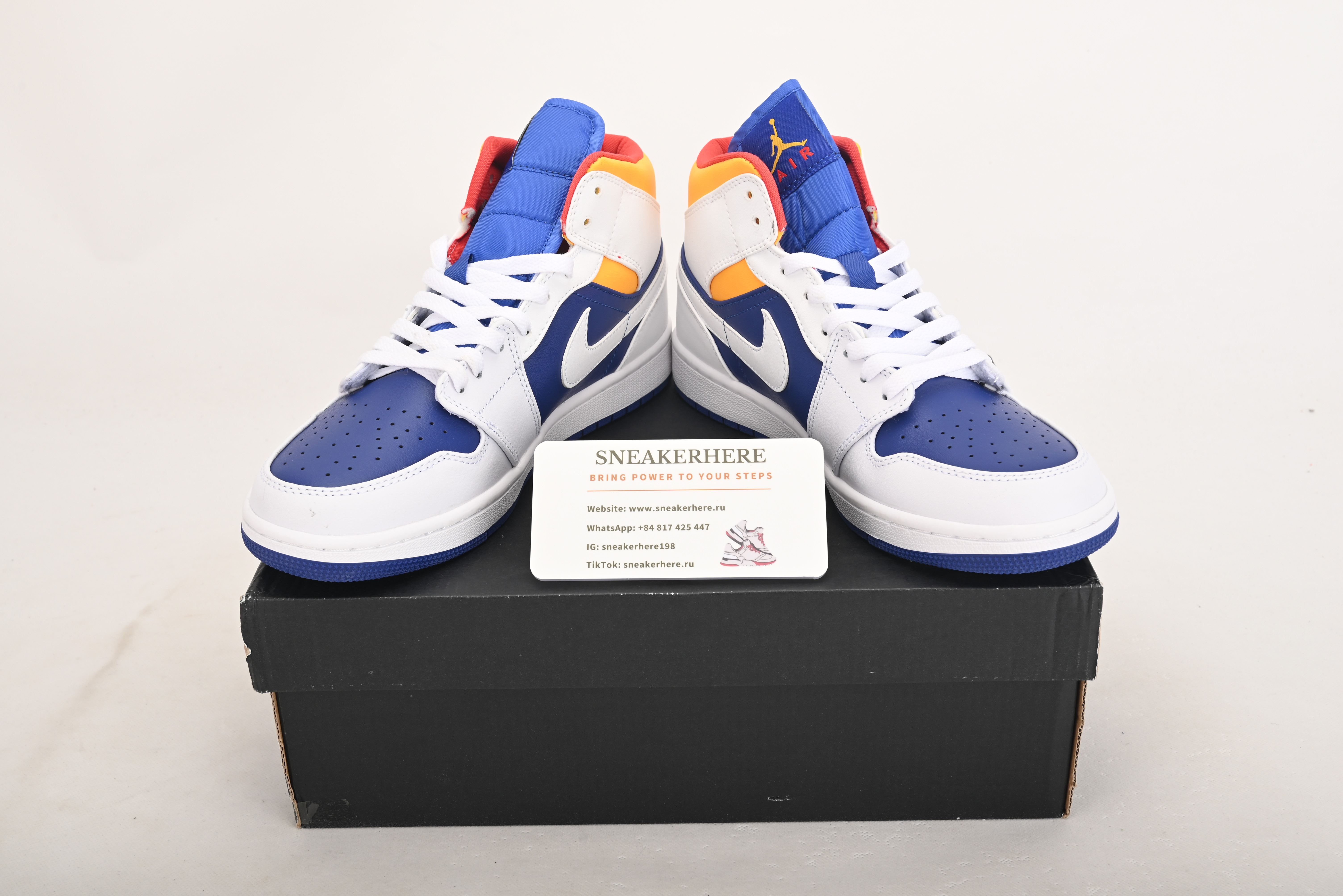 Air Jordan 1 Mid Royal Blue Laser Orange 554724-131