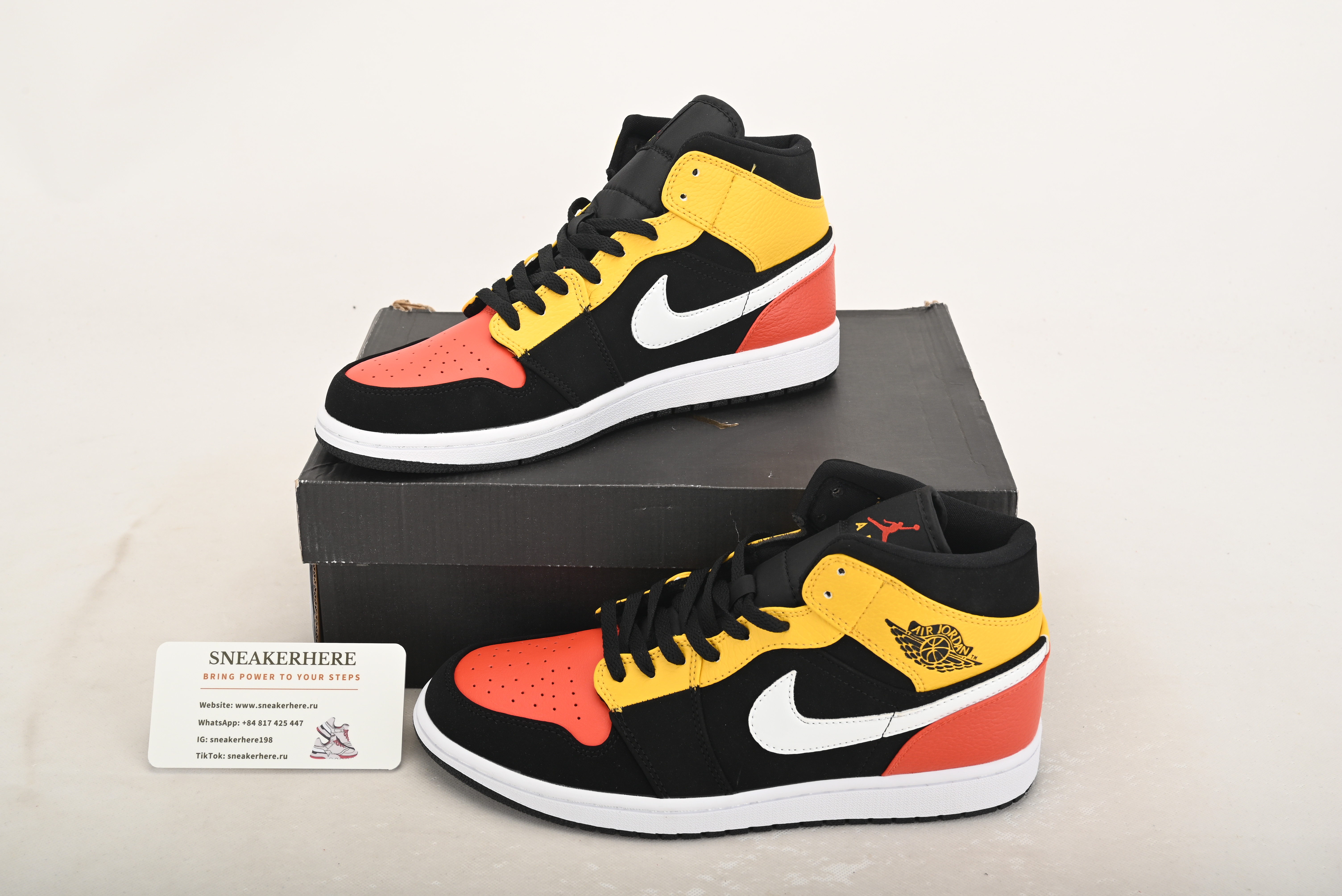 Air Jordan 1 Mid Black Amarillo Orange 852542-087