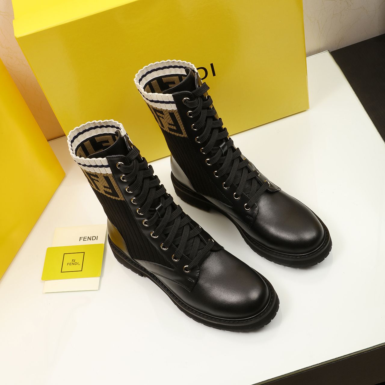 Fnddi Leather Combat Boots