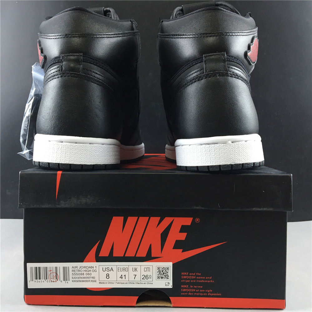 Air Jordan 1 Retro High Black Satin Gym Red 555088-060