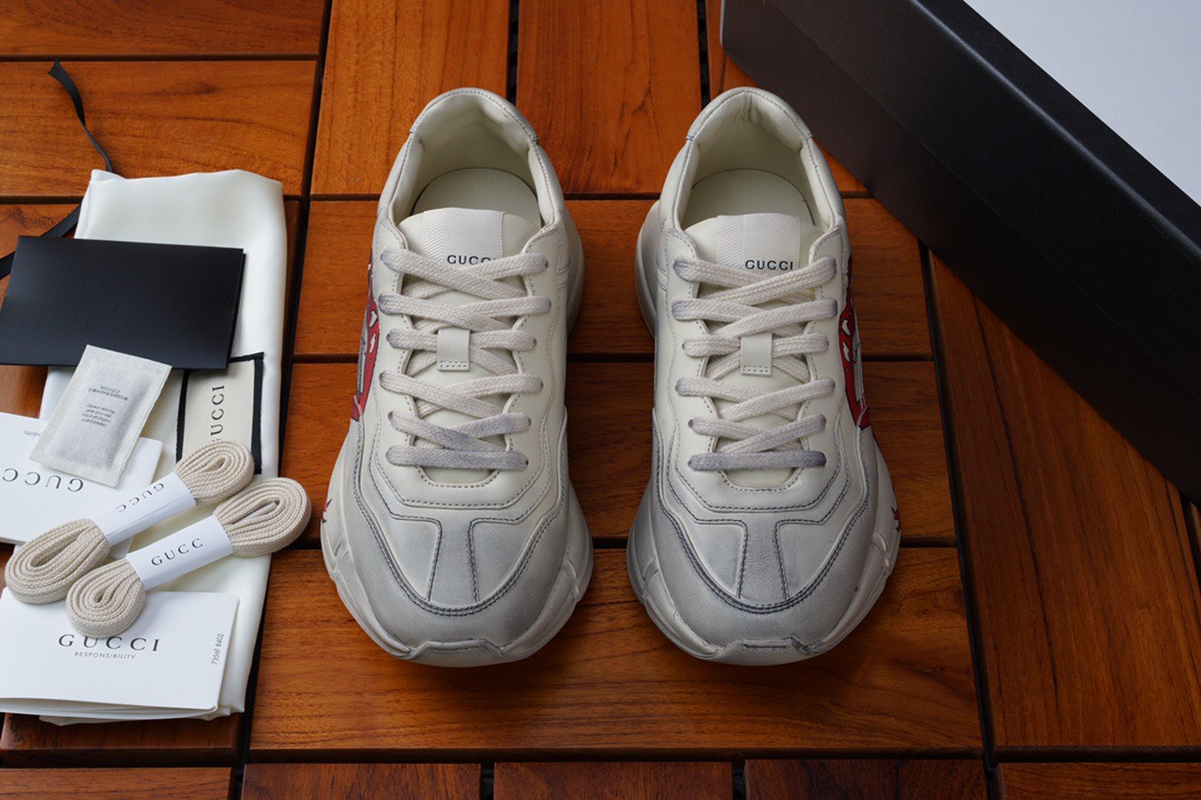 Guccii1 Rhyton Sneaker With Mouth Print 552089 A9L00 9522