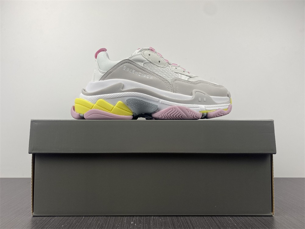 Blncig TRIPLE S SNEAKERS WHITE/LIGHT GREY/PINK/YELLOW