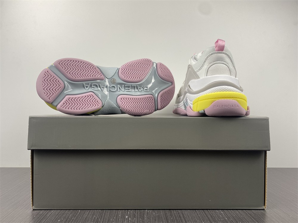 Blncig TRIPLE S SNEAKERS WHITE/LIGHT GREY/PINK/YELLOW