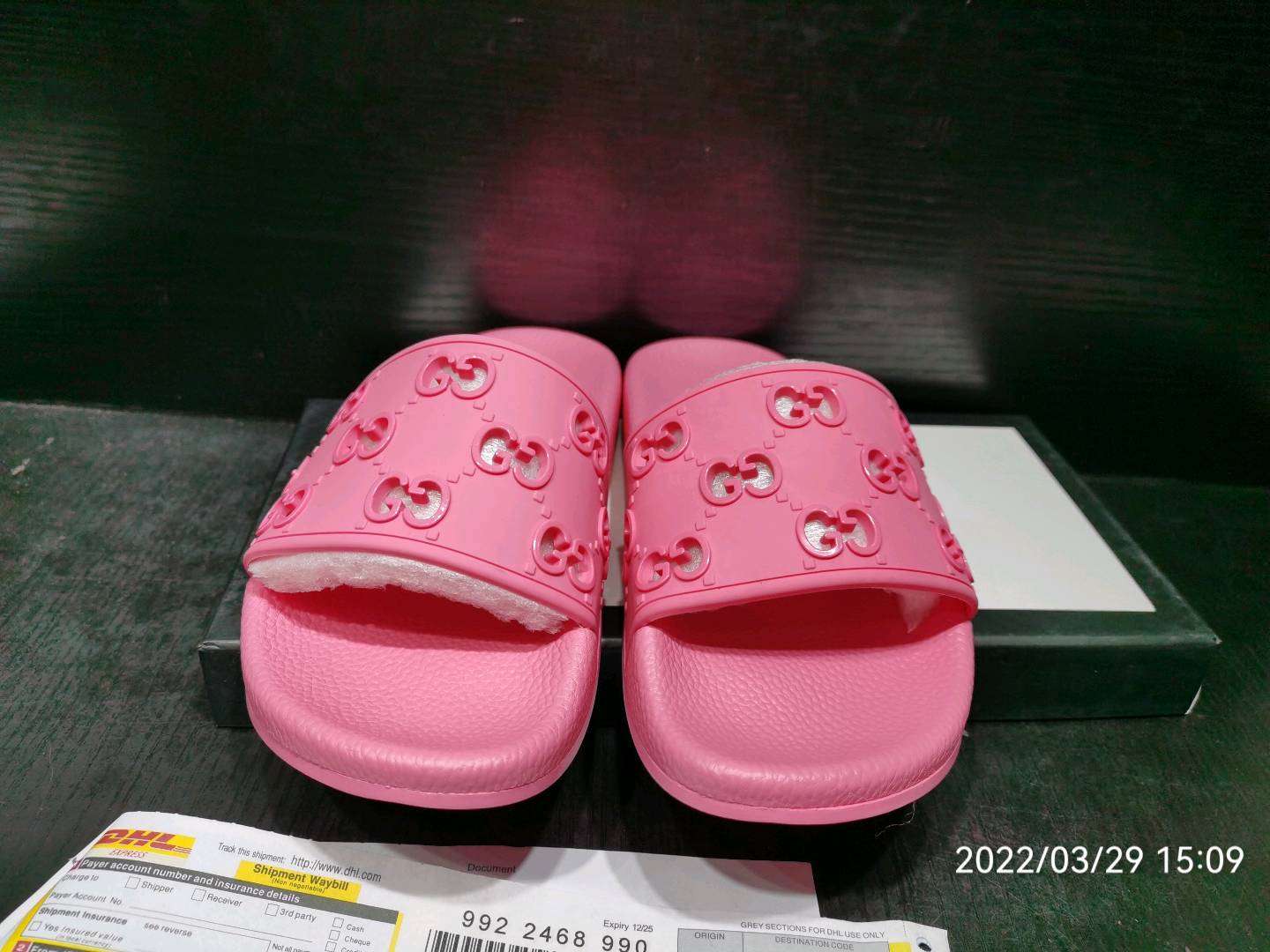 Guccii1 Slide Pink Rubber (W)  573922 JDR00 5846