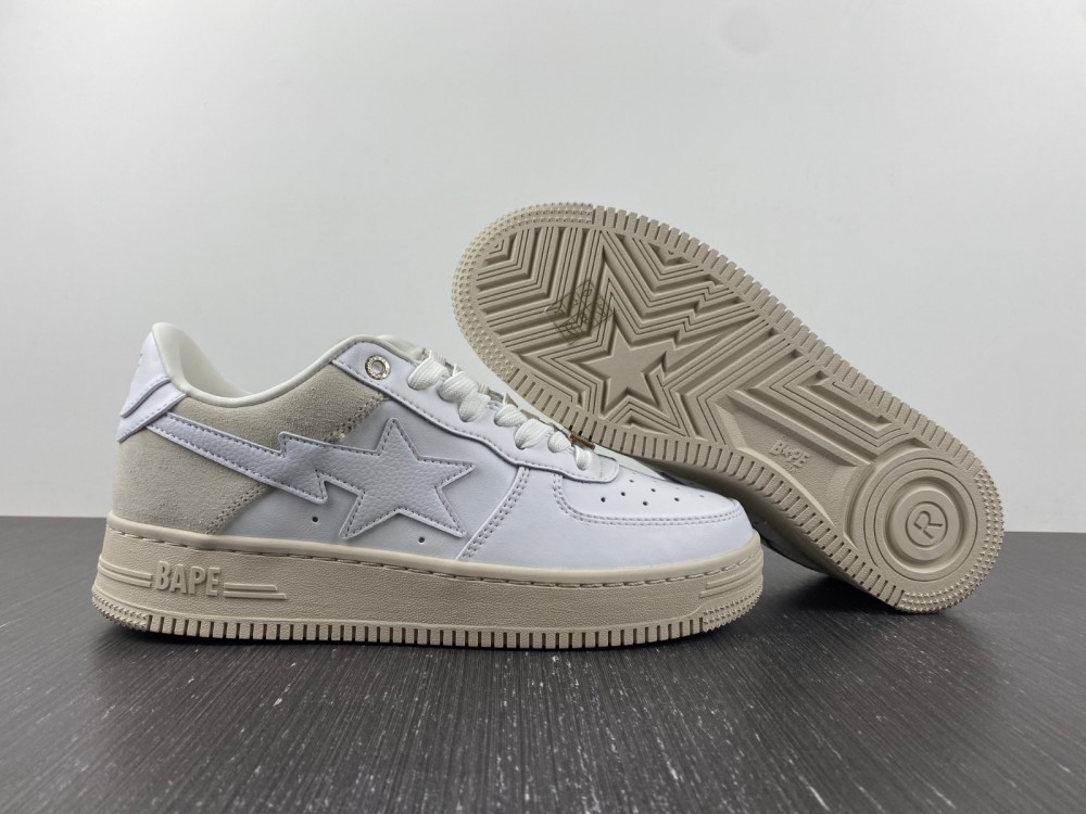 A Bathing Ape Bape Sta Low Suede Heel White