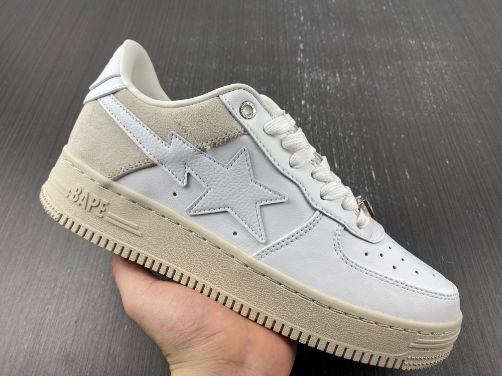 A Bathing Ape Bape Sta Low Suede Heel White
