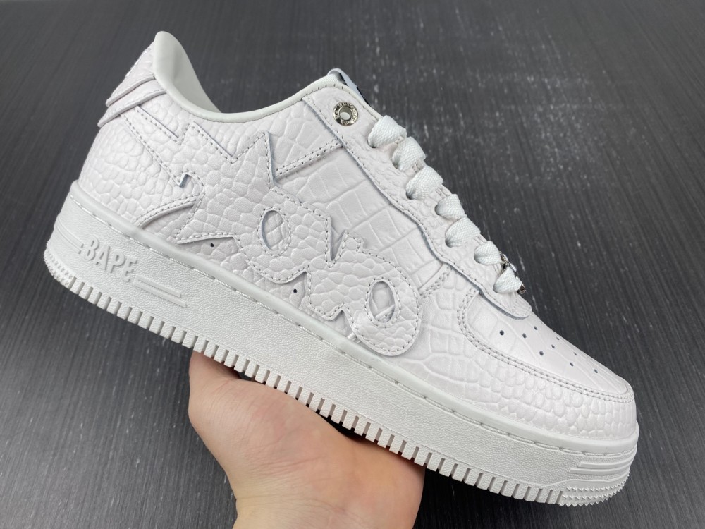 A Bathing Ape Bape Sta white Crocodile pattern
