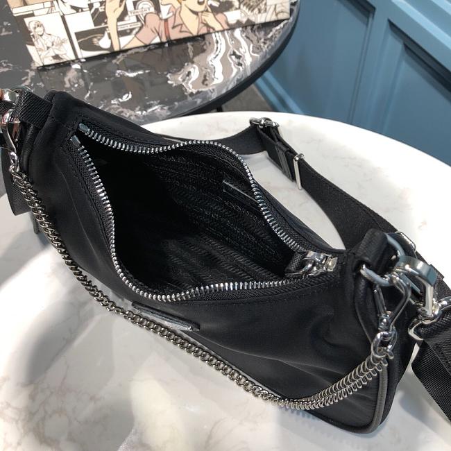 Pradaa Nylon Hobo Bag 22cm Silver Hardware