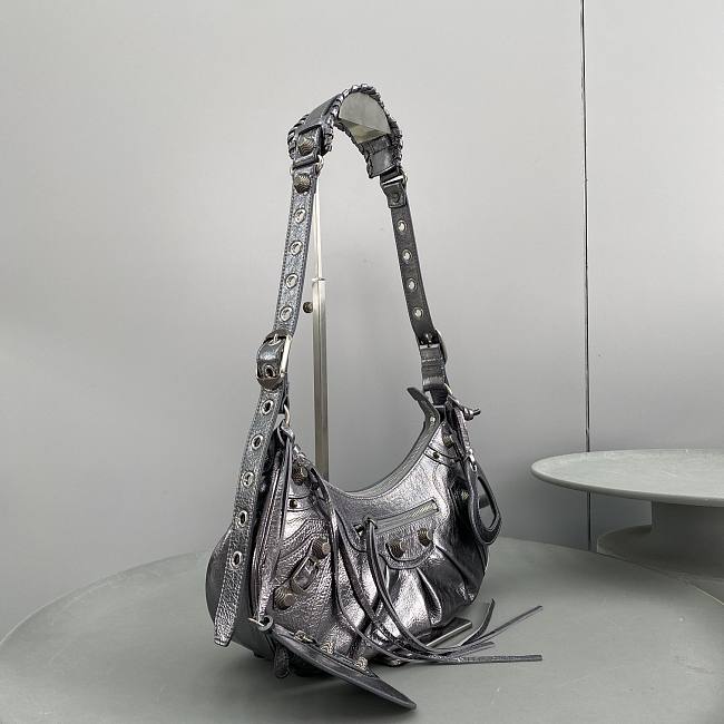 Blncig Le Cagole Handbag Silver Black 33CM