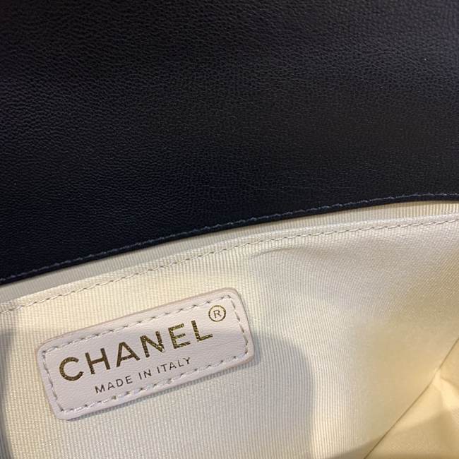 Channe1 Le Boy Flap Bag Tweed Black-Khaki 25cm