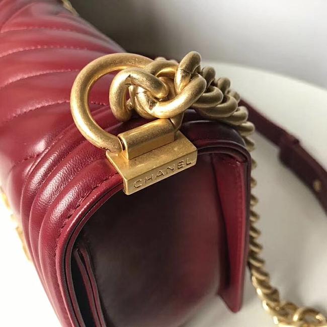 Channe1 Leboy Lambskin 25cm Wine Red