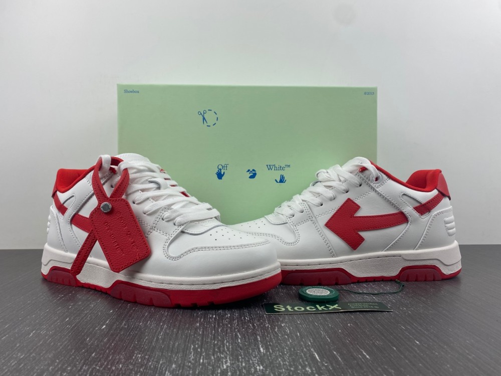 OFF-WHITE Out Of Office OOO Low Tops White Red