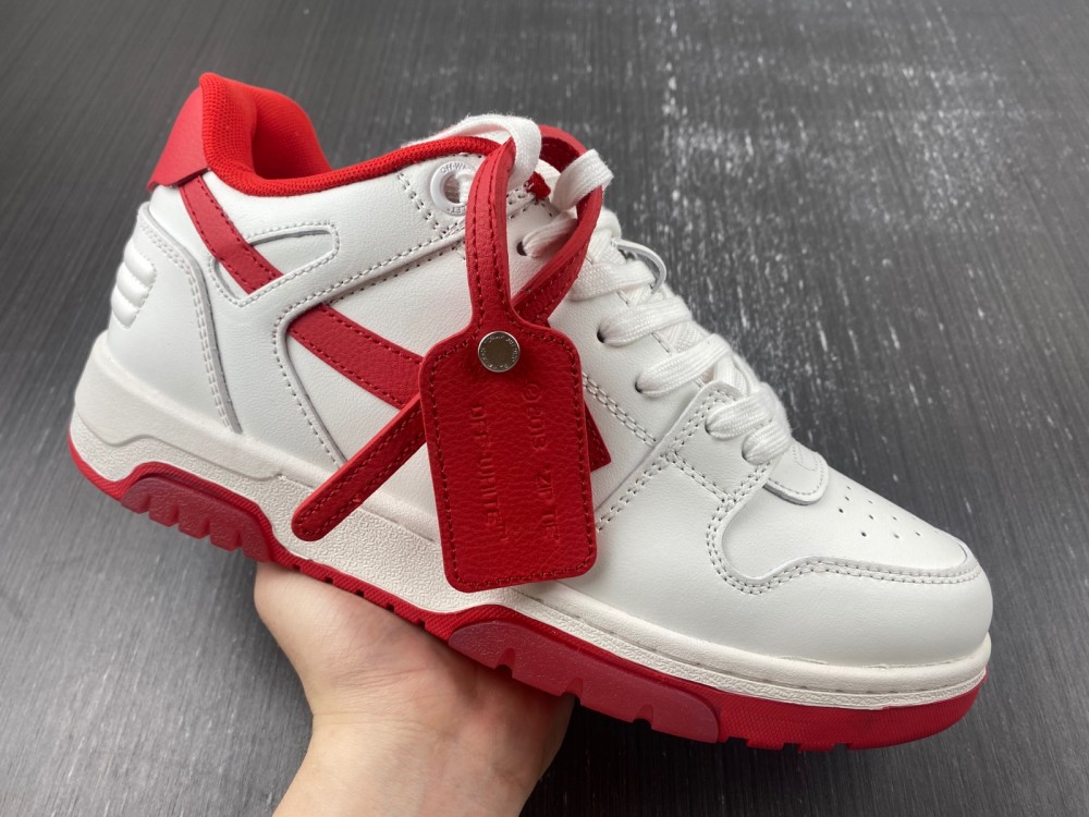 OFF-WHITE Out Of Office OOO Low Tops White Red