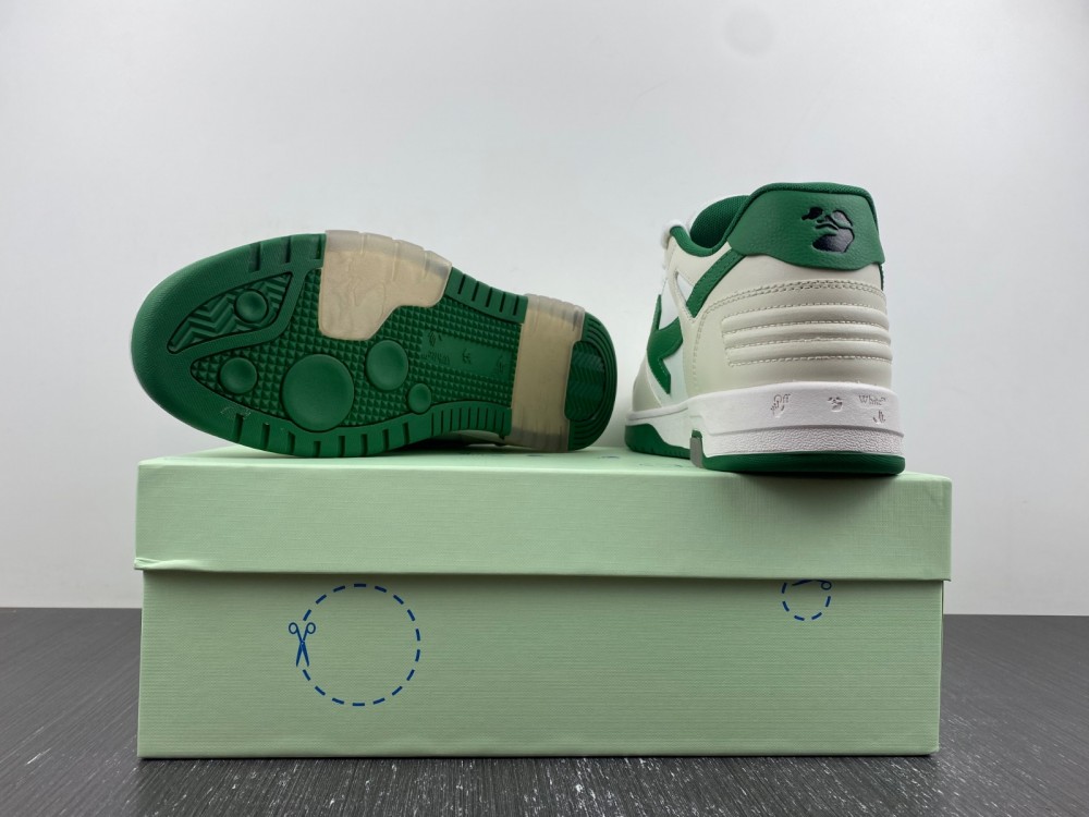 OFF-WHITE Out Of Office OOO Low Tops White green