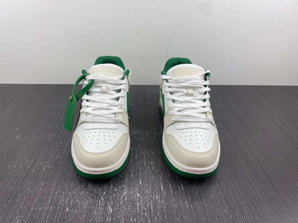 OFF-WHITE Out Of Office OOO Low Tops White green