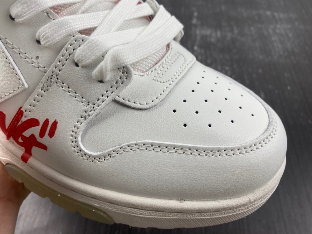 OFF-WHITE Out Of Office OOO Low Tops For Walking White White Red FW21