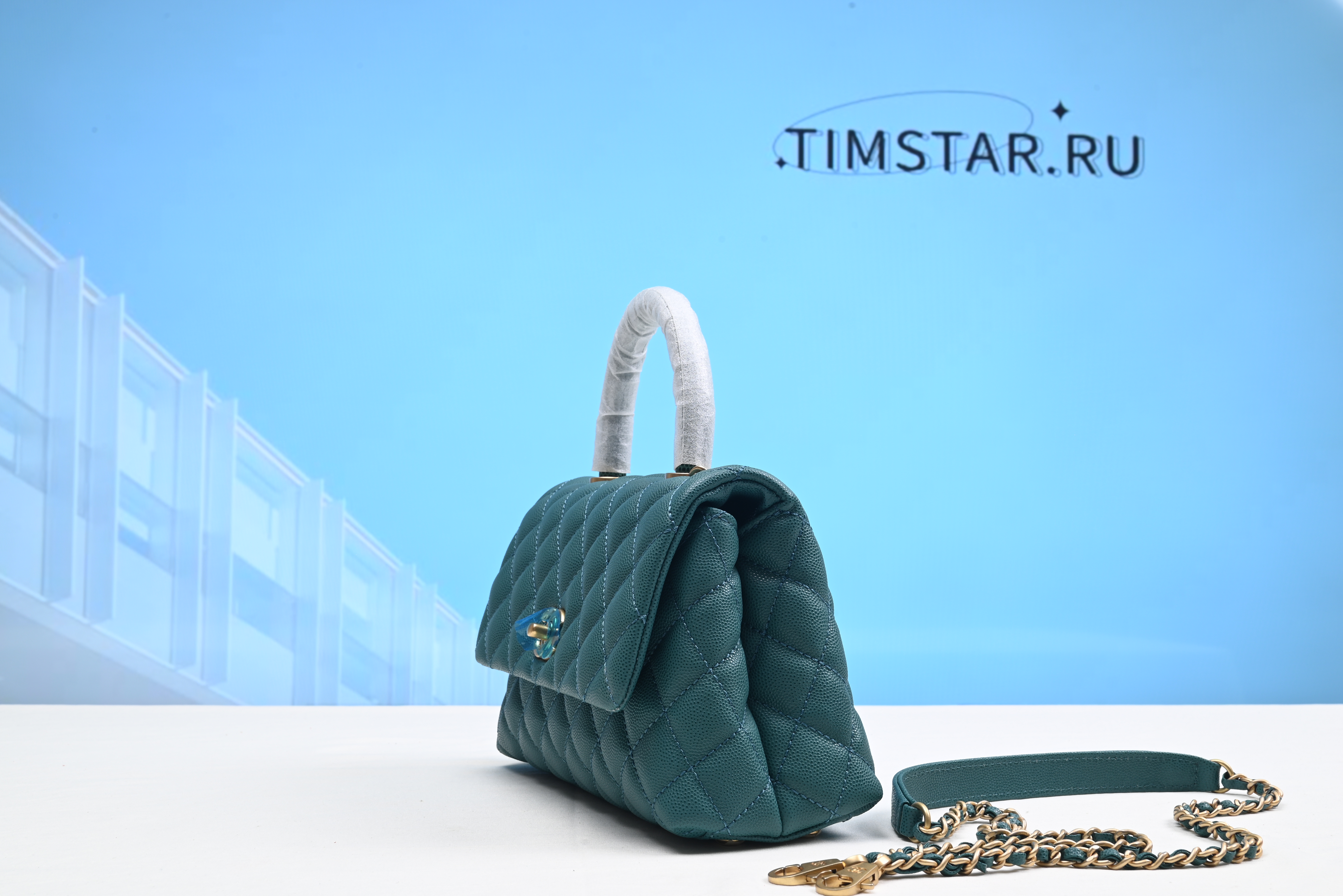 Chanel Coco Handle Gold Caviar green