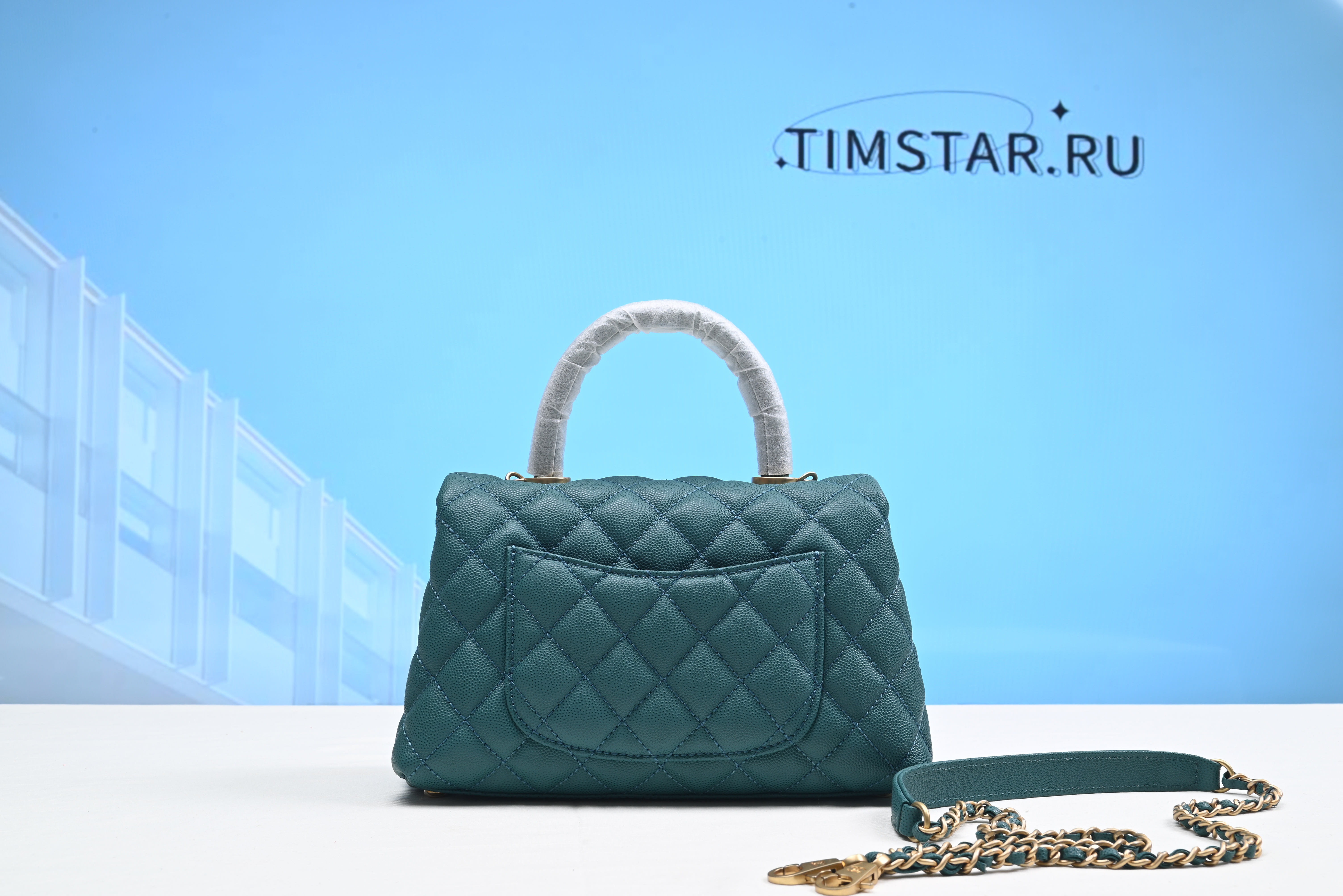 Chanel Coco Handle Gold Caviar green