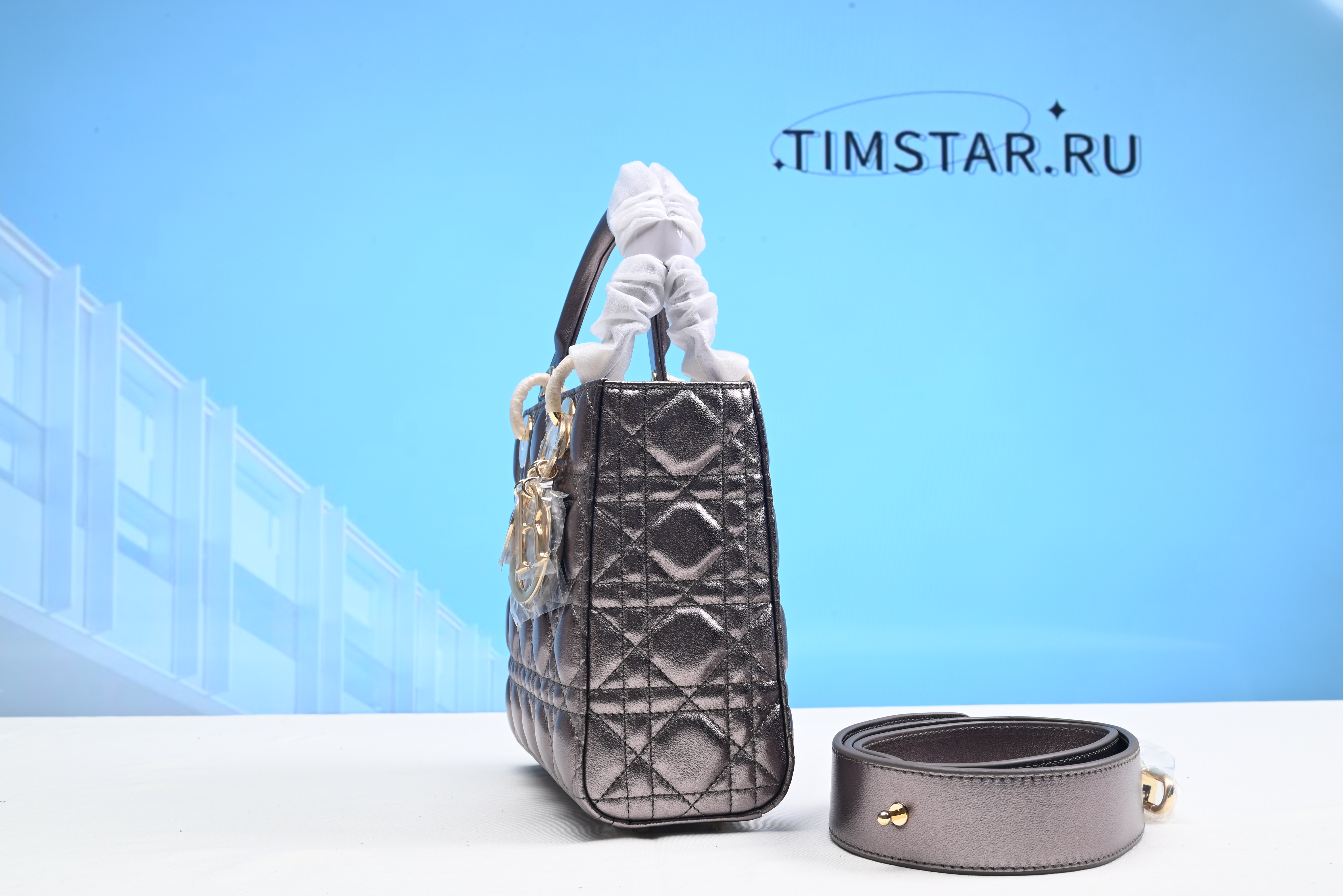 Dior Lady Handbag in Silver 20CM