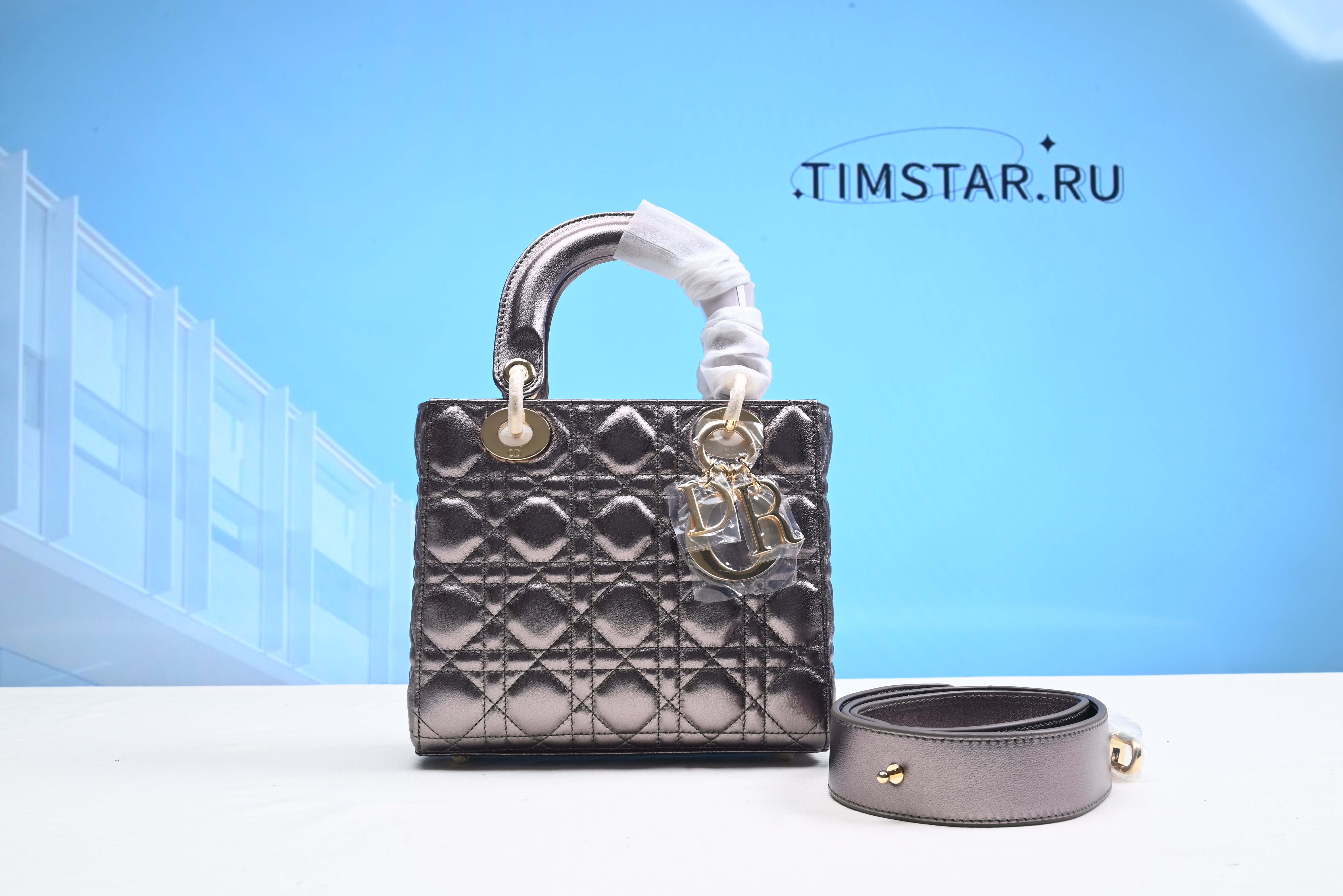 Dior Lady Handbag in Silver 20CM