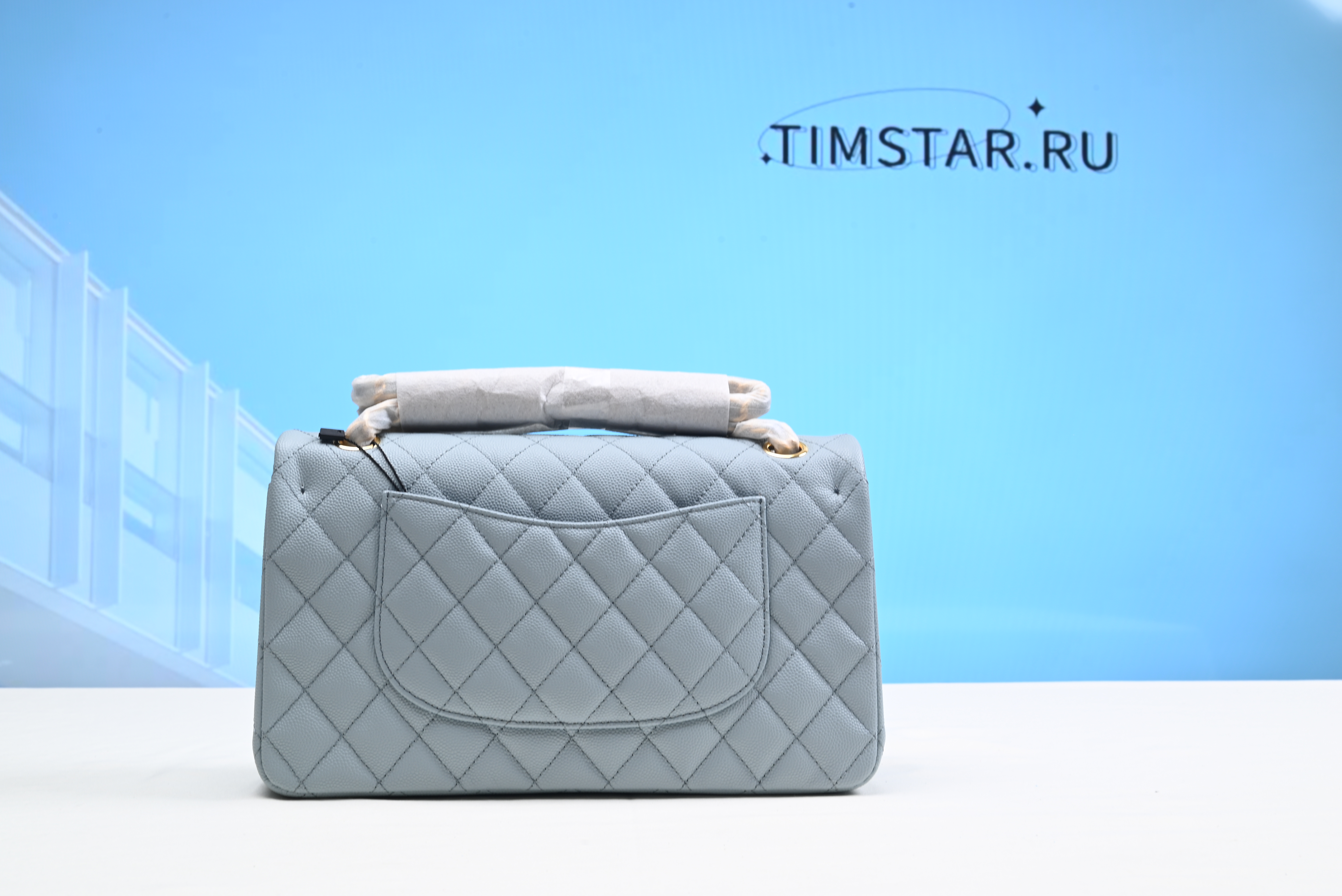 Chanel Classic Flap Bag In Light Blue Caviar