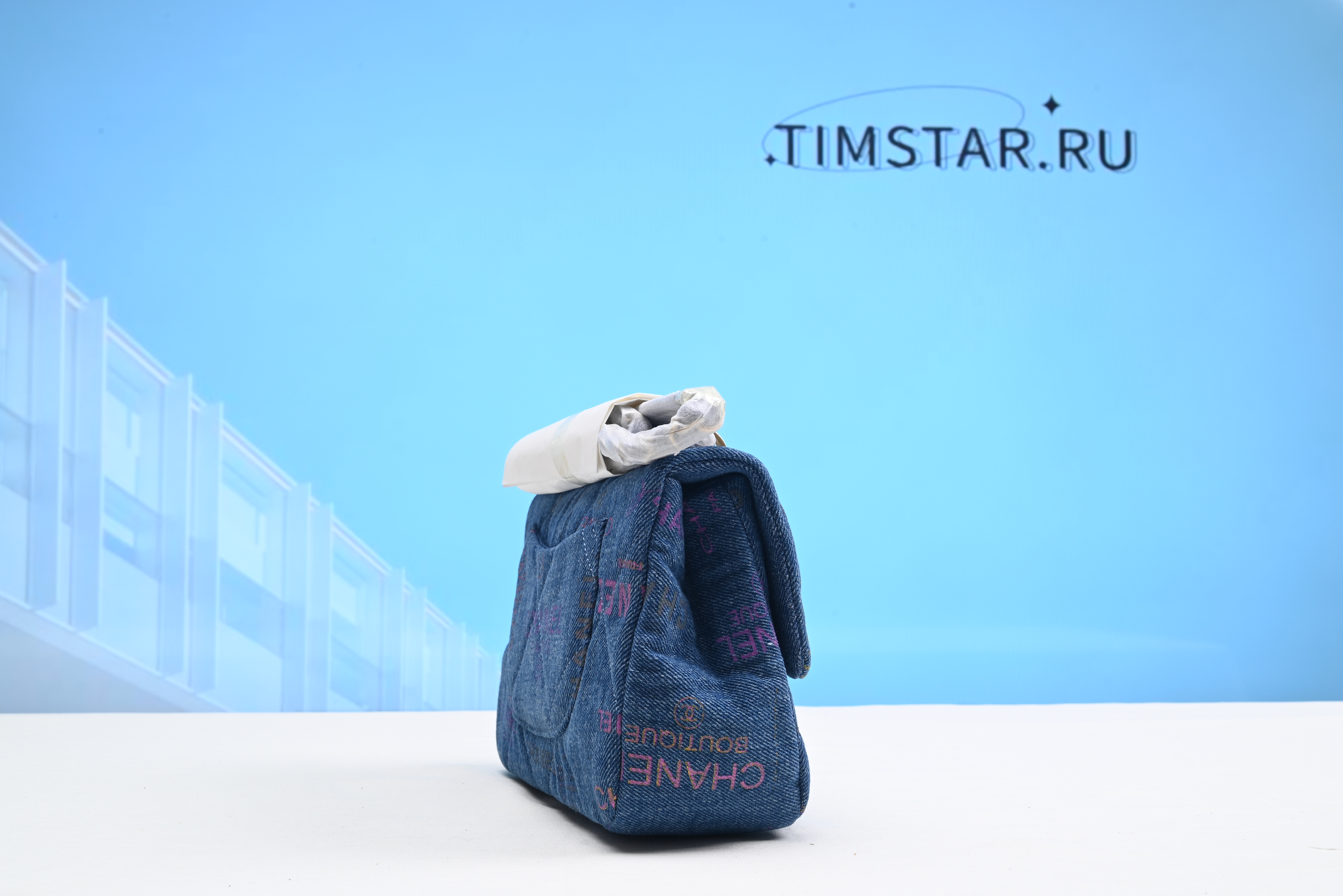 Channe1 Denim Flap Bag Blue