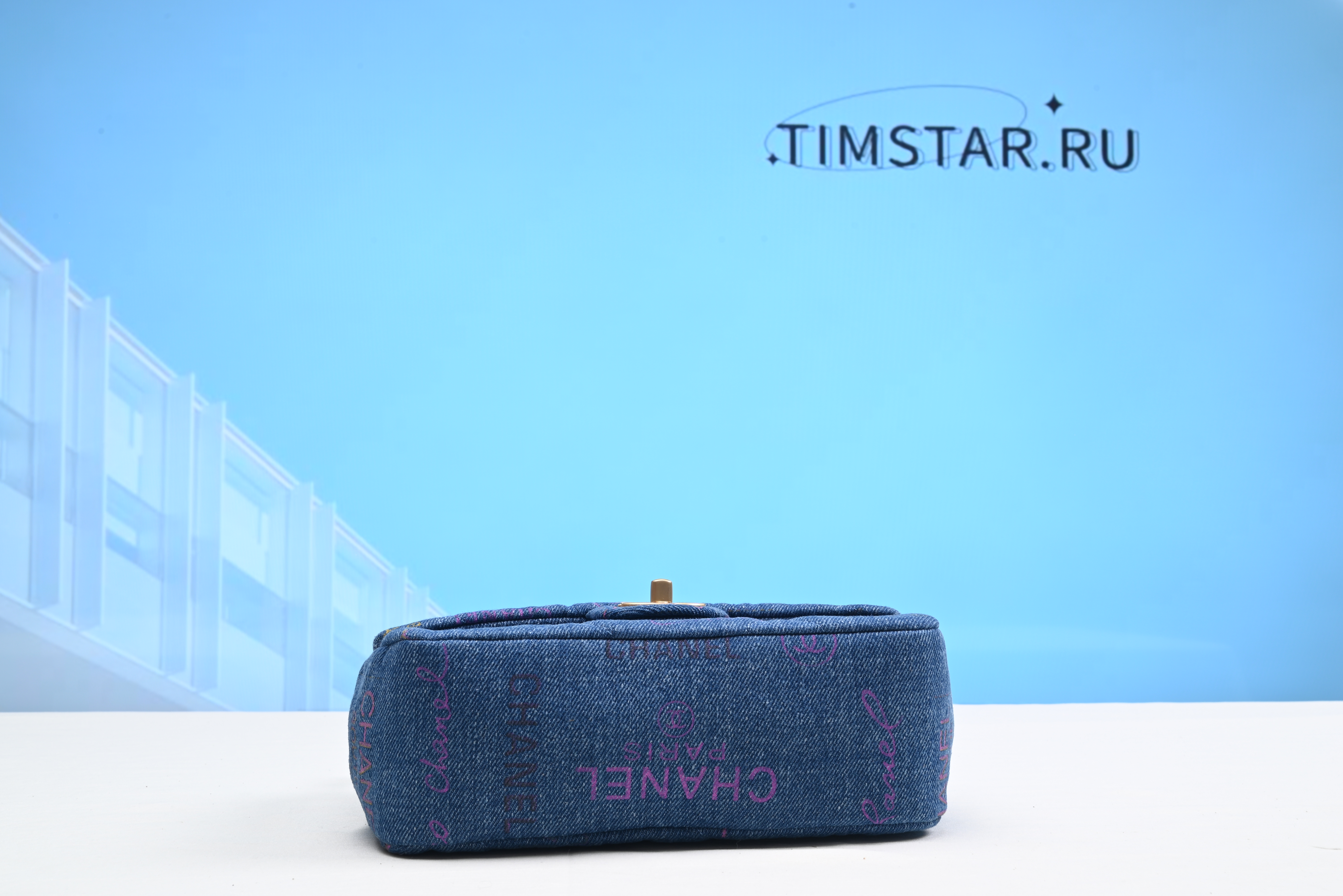 Channe1 Denim Flap Bag Blue