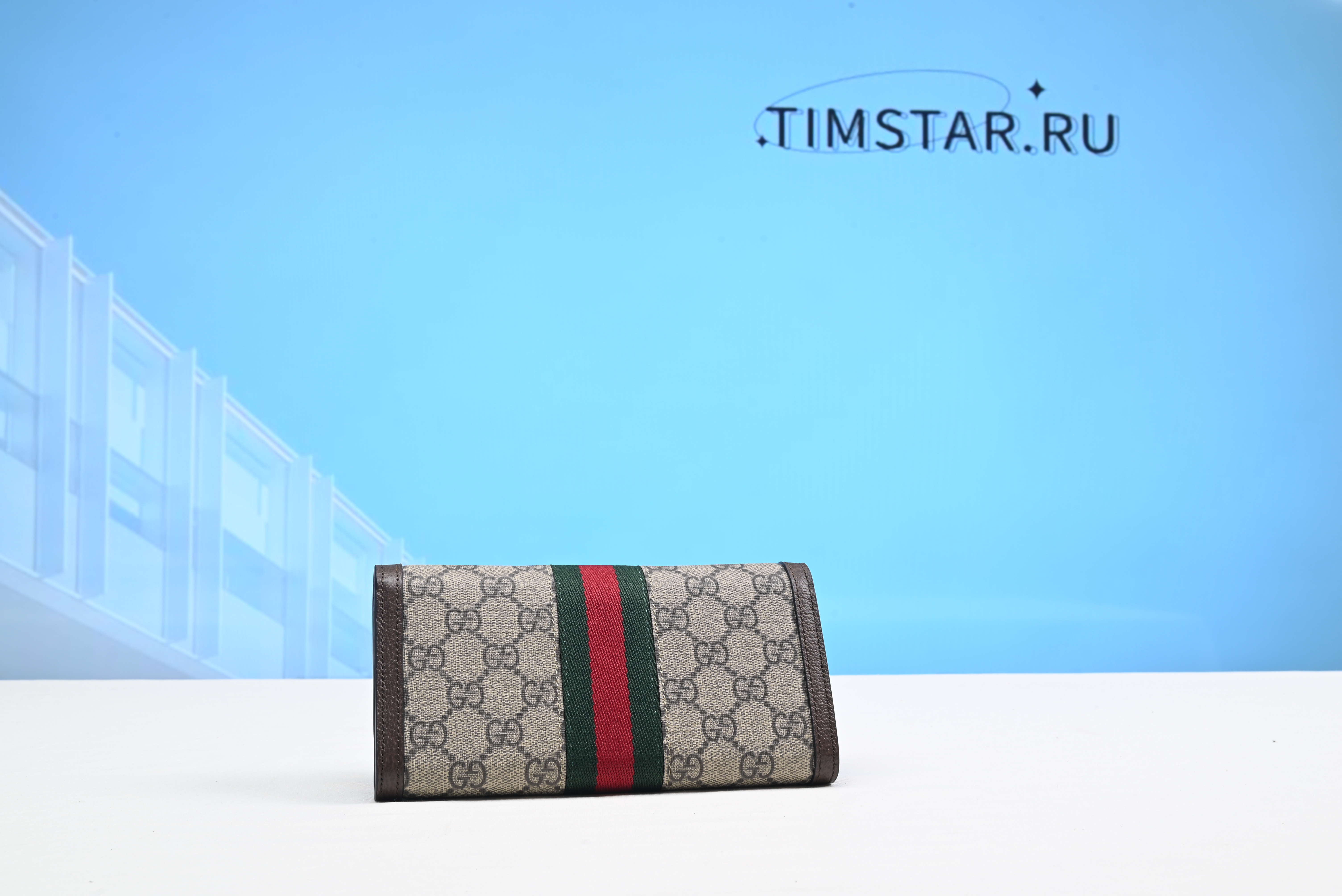 Guccii1  GG fabric flap wallet with Web