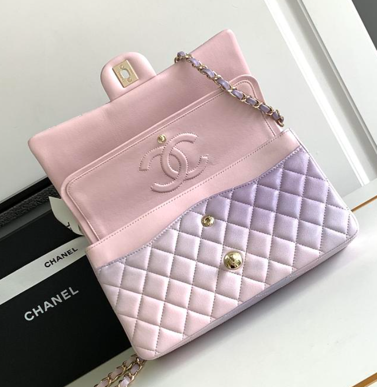 Channe1 Classic Handbag A01112 Ombre Purple & Pink  25.5 cm