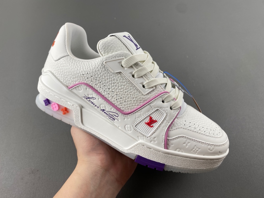 Louis Vuitton LV trainer white and pink