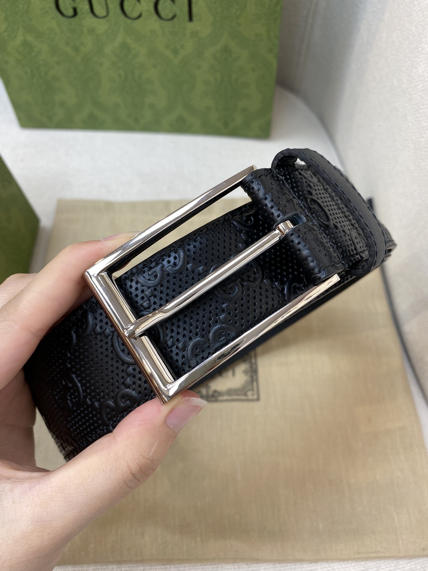 Gucci belt with square buckle 474313