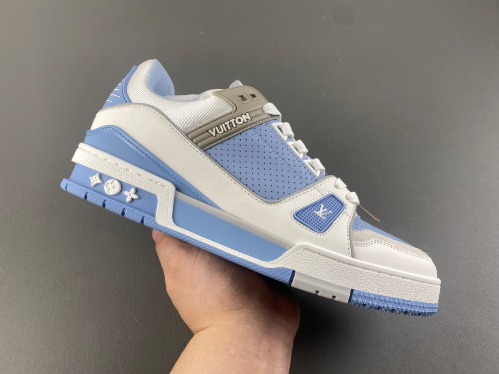 Louis Vuitton LV trainer white blue