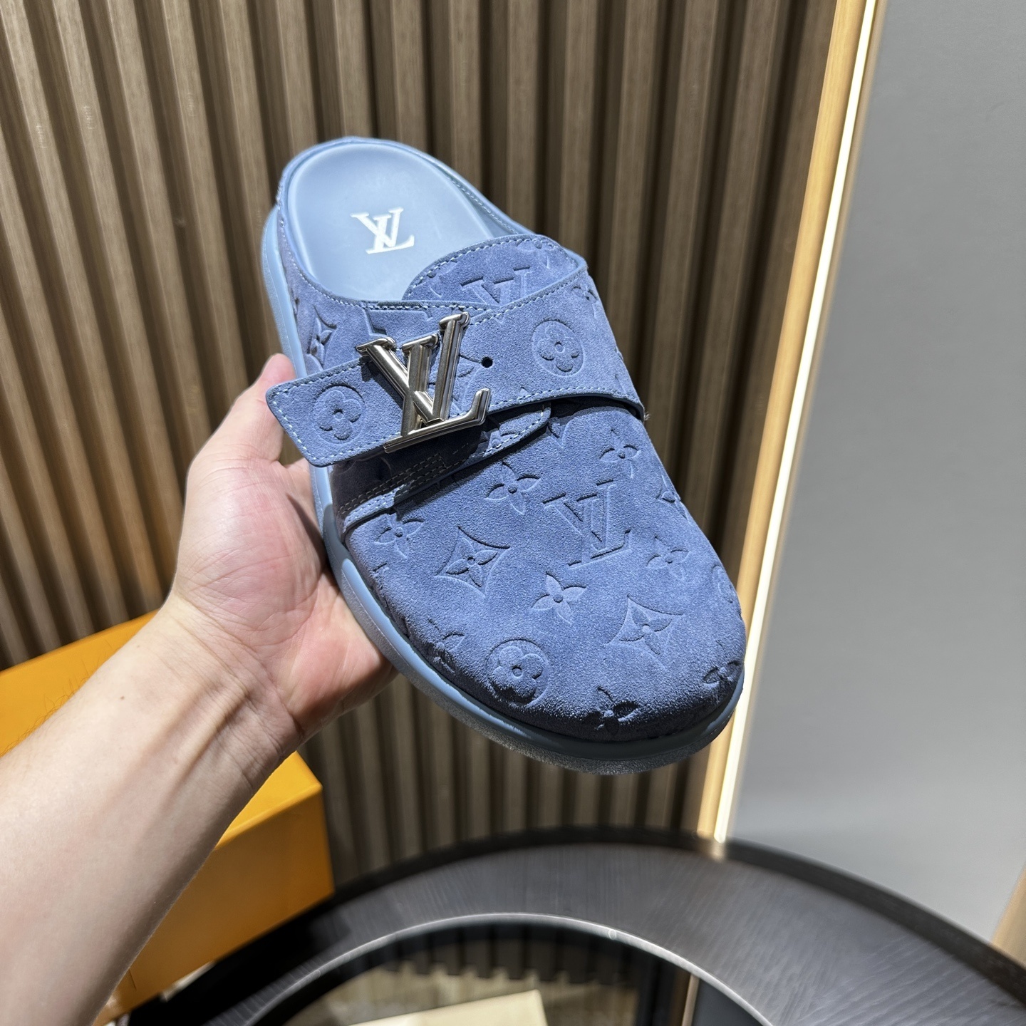 LV Easy blue sandals slides 02
