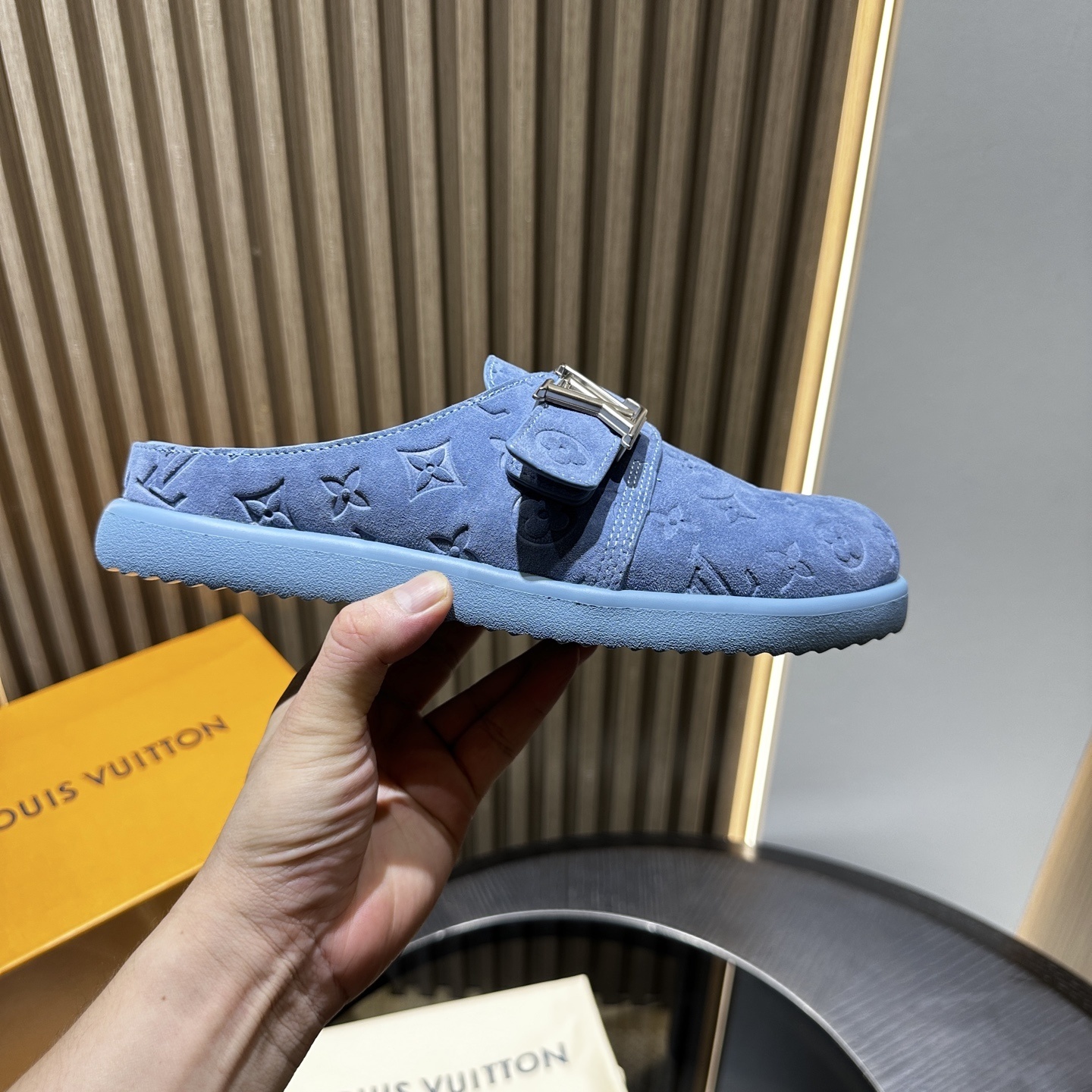 LV Easy blue sandals slides 02